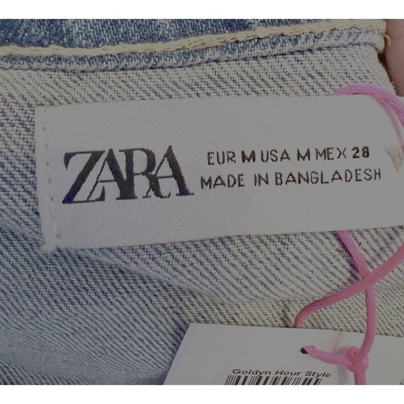 Zara Strapless Pleated Denim Mini Dress Women's Size Medium Light Wash - Picture 6 of 8